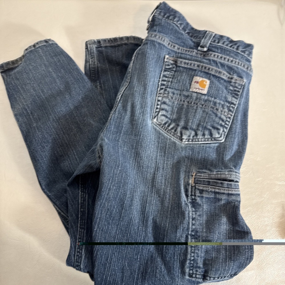 Carhartt Flame Resistant (FR) Denim Work Jeans, 38x30, 2112/CAT 2. Distress READ